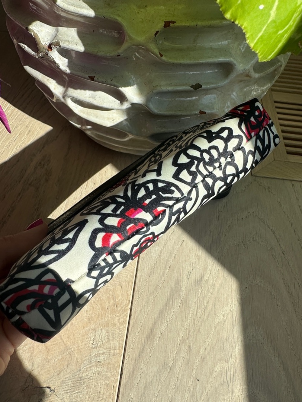 Coach Black, White & Red Floral Wristlet Pouch - Picture 4 of 5